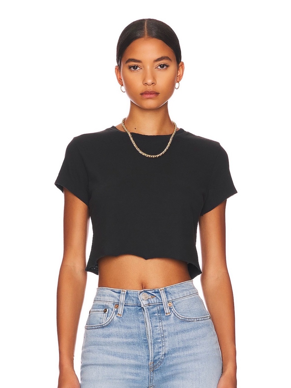 NWT- RE/DONE Cropped 60s Slim Tee XS Black